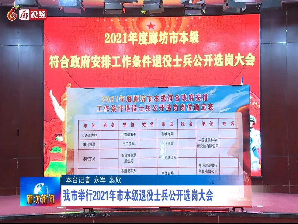 廊視頻 | 廊坊市舉行2021退役軍人公開選崗大會(huì)
