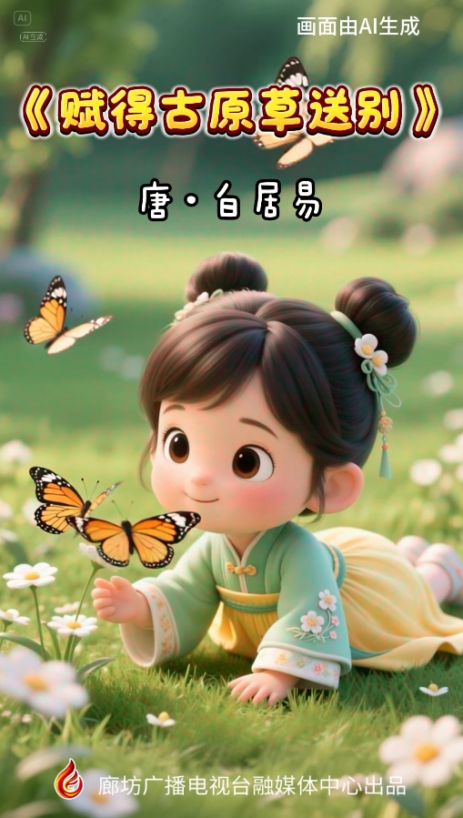 文化潤(rùn)廊·AI“畫”古詩(shī)丨《賦得古原草送別》
