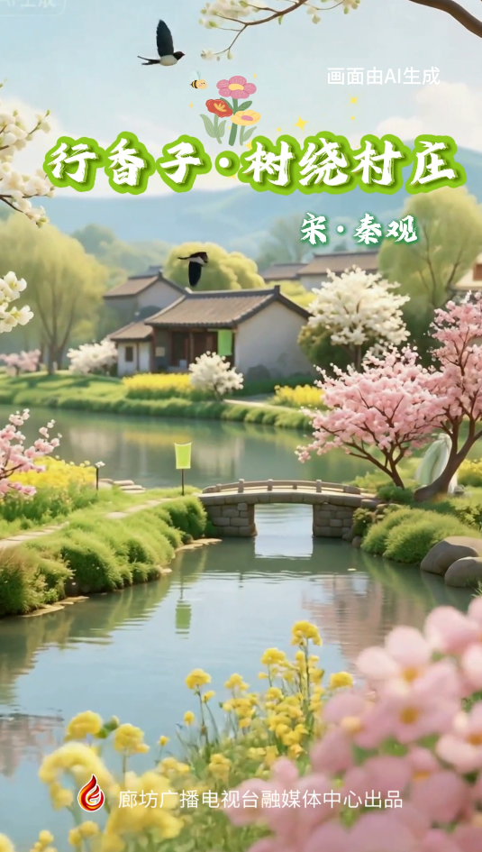 【文化潤(rùn)廊·AI“畫(huà)”古詩(shī)】《行香子·樹(shù)繞村莊》